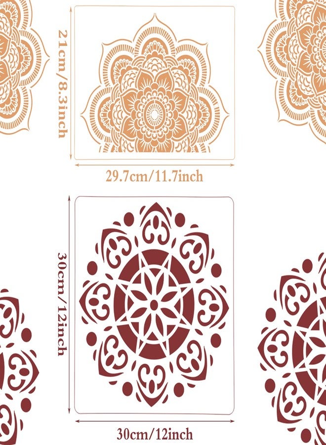 Zonon 10 Pieces Large Mandala Stencils Mandala Print Templates Reusable Painting Stencils Laser Cut Mandala Dot Stencils for Wall Tile Floor Fabric Furniture Painting DIY Supplies, 10 Styles, 2 Sizes - Image 3
